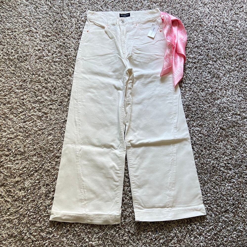 Juicy Couture Wide Wale Corduroy Pant Womens 26 Marshmellow White Wide Leg Ankle